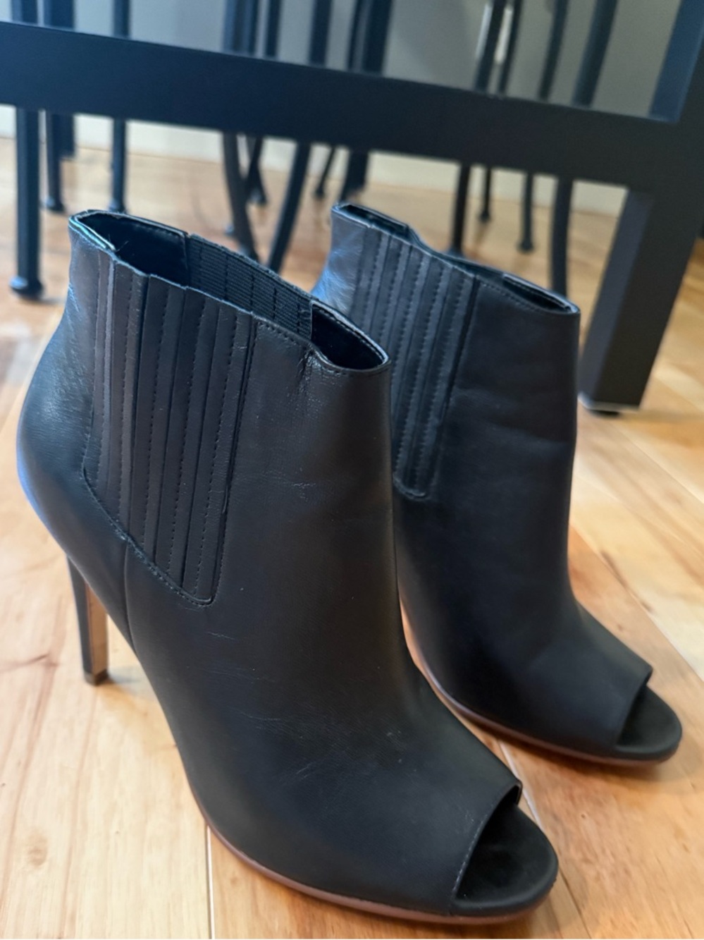 Women's Black Peep-Toe Ankle Booties